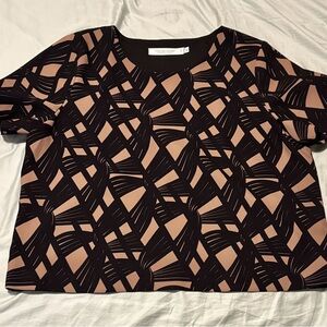 Contemporaine(Simons) Black & Nude Geometric Boxy Short-Sleeve Top